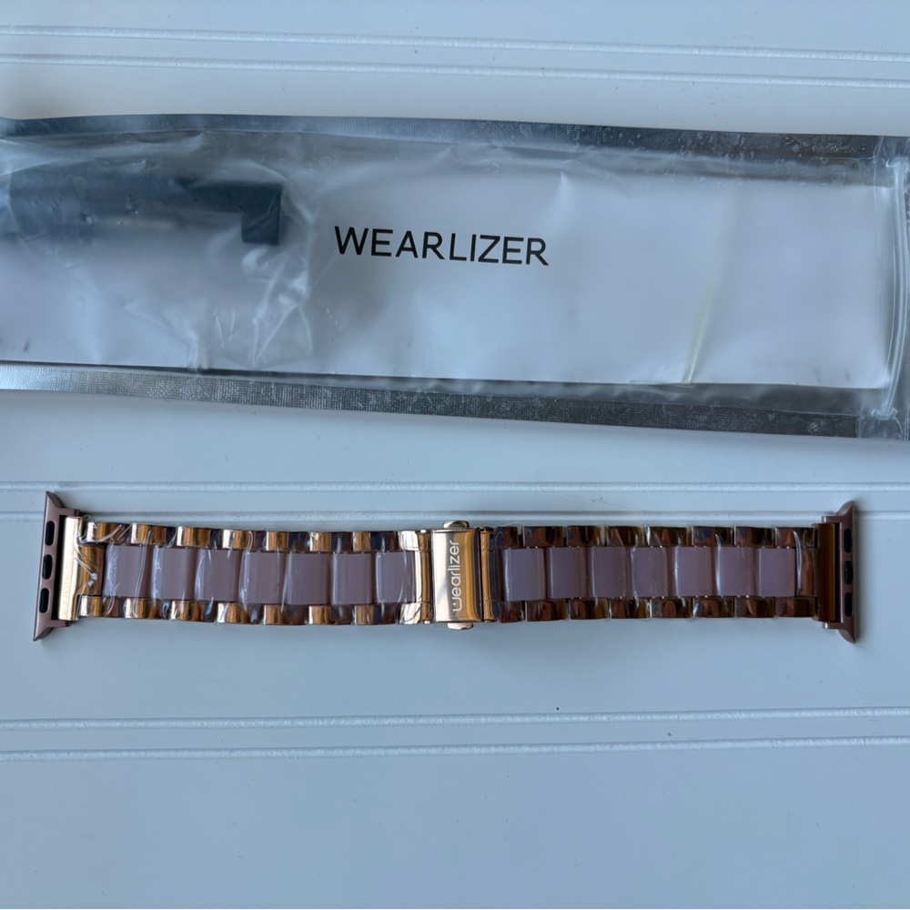 Wearlizer Gold Pink Metal Band Strap For Apple Watch